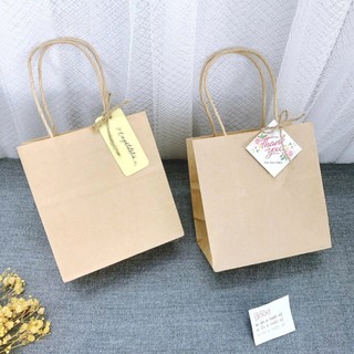 (Tặng kèm tag treo) Túi quà mini Ngang, Túi giấy quà đựng quà, Túi giấy kraft nâu vintage 13cao14hông8cm