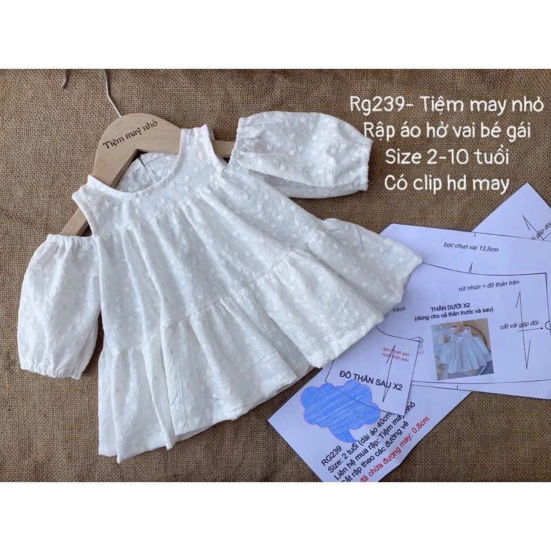 RG239_Rập giấy may áo hở vai bé gái
