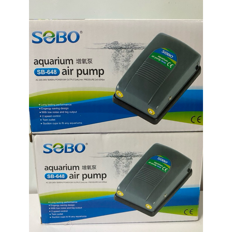 MÁY TẠO OXY 2 VÒI SOBO cao cấp. SB- 648 DÂY VÀ SỦI OXY CHO BỂ CÁ CẢNH