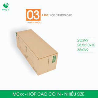 MC - Combo 20 hộp carton dài đóng hàng - Nhiều size - Hộp đóng gói sách, hộp mỹ phẩm, hộp nước hoa