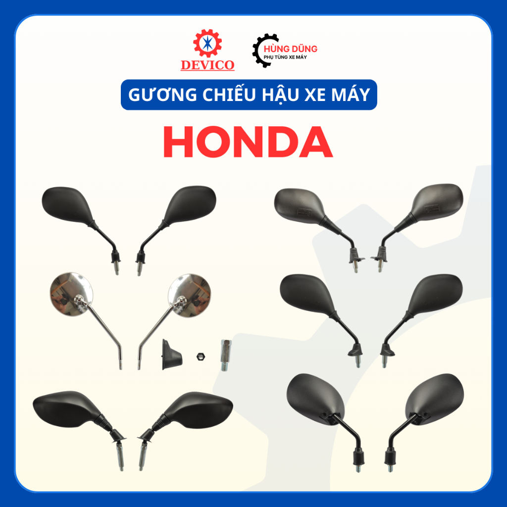 Bộ gương xe máy Honda - Gương chiếu hậu RSX14, SH17, SH mode (INOX), SH mode, SH Việt, Vision