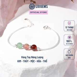 Lắc Tay Bạc Nữ 3 Hạt Liugems Theo Năng Lượng Kim, Thủy, Mộc, Hỏa, Thổ Mang Đến Sự Lạc Quan, May Mắn VB03