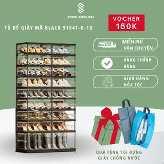  Tủ đựng giày gấp gọn Shoebox màu đen nhựa ABS cao cấp cửa nam châm tủ giày chống bụi cao cấp 