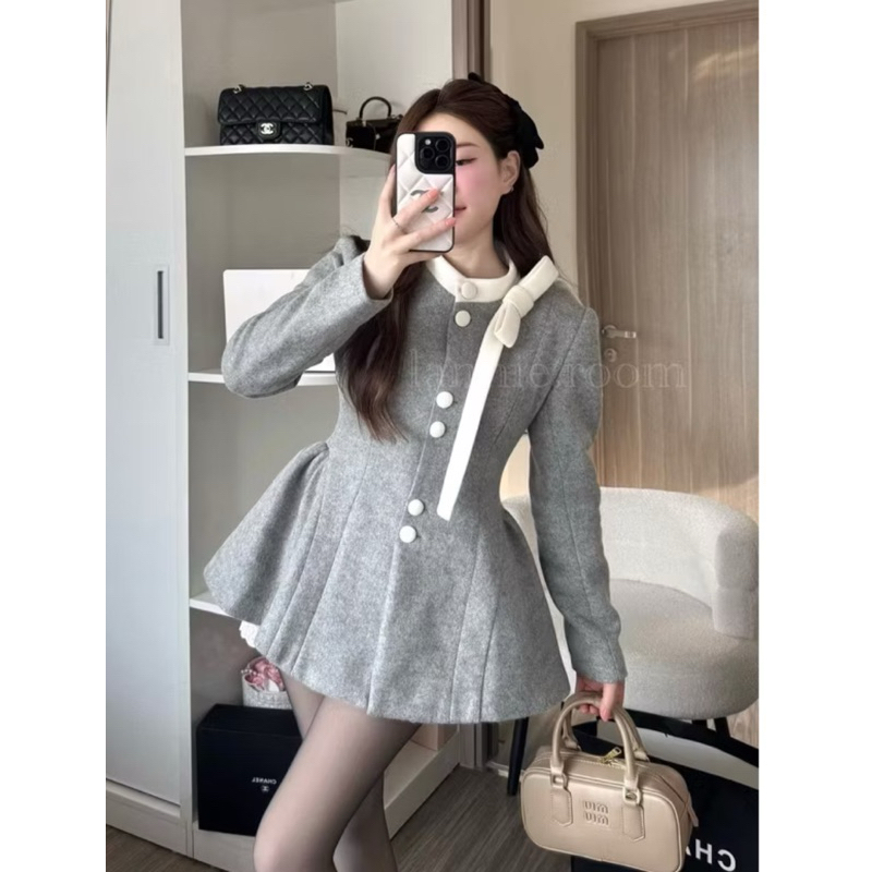 Set áo khoác blazer tà nhún kèm quần ngắn TABISHOP Set áo đầm nữ phong cách Hàn Quốc