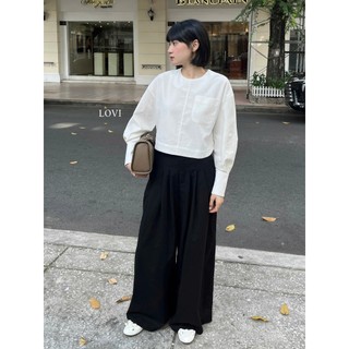  ÁO LINEN NỮ TAY DÀI CỔ TRÒN DÁNG LỬNG CHẤT LINEN BỘT DÀY 3 MÀU CƠ BẢN - MULTI SHIRT- LOVI 