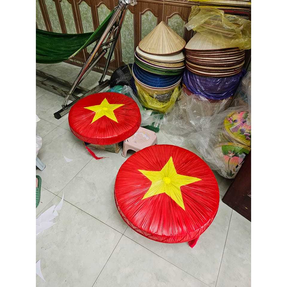 Nón quai thai sơn cờ đỏ, nón quai thao biểu diễn ( kèm quai nón)