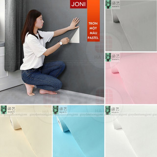 Giấy dán tường trơn màu pastel có sẵn keo bóc dán cuộn dài 10m decal dán tường chống thấm nước JONI 