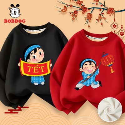Áo nỉ bé trai BOBDOG, áo sweater cho bé chất nỉ bông ấm áp in hình TẾT NGUYÊN ĐÁN cute cho bé