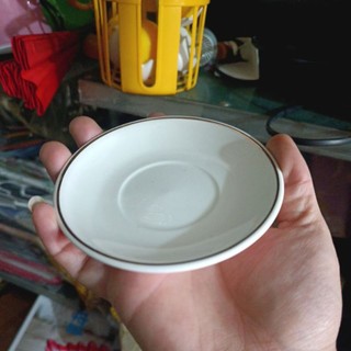chén lẻ đĩa lẻ bộ ấm chén men xanh và trắng viền vàng