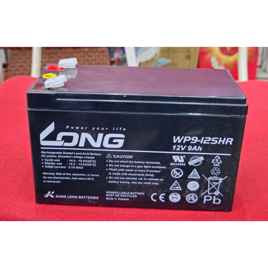 Ắc quy 12V-9ah Long WP9-12SHR - Ắc quy Long 9A dùng cho UPS, lưu điện cửa cuốn, loa kéo