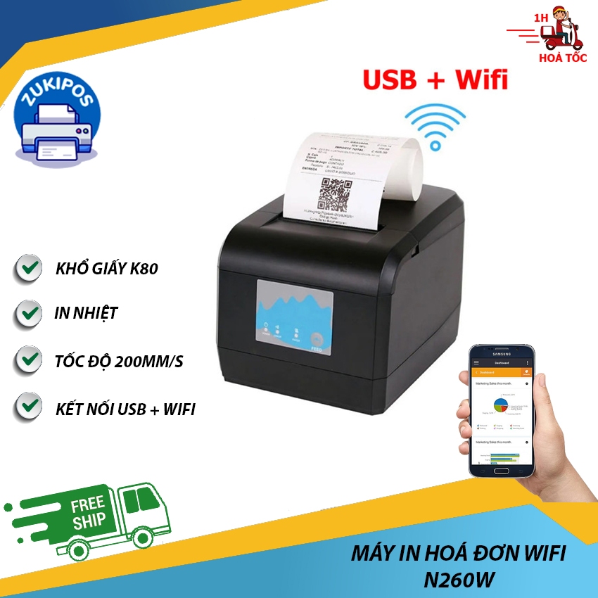 Máy In Hóa Đơn WIFI K80 N260W - Zukipos