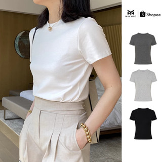  Áo Baby Tee Áo Thun Nữ MICHIO Form Ôm Basic Cổ Tròn Tay Ngắn Chất Cotton Cao Cấp 