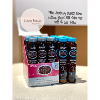  Tinh dầu dưỡng tóc Hask Oil Keratin   Argan Oil 18ml phục hồi tóc hư tổn 