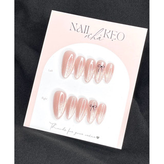 K88 - Nail Box Thiết Kế Mắt Mèo Kim Cương Hồng 14 Ombre Phối Nơ Cute.