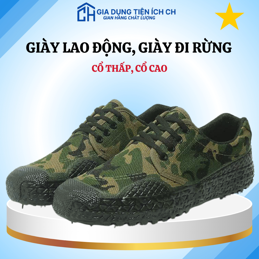 Giày Bảo Hộ Lao Động Đế Cao Su Dẻo Giày Đi Rừng Leo Núi Giày Công Trình Giày Bảo Hộ Giày Quân Sự Đế Cao Su Chống Truợt