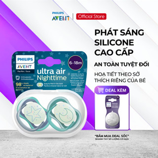 Ti Giả Avent Phát Sáng Ban Đêm 0-18 Tháng, Núm Ty Ngậm Cho Bé Sơ Sinh An Toàn Mềm Mại Chính Hãng
