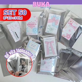 Túi bóng kính dán miệng 8x13 túi bạc gói hàng Buka đồ gói hàng card túi niêm phong gói hàng cute đựng card, toploader