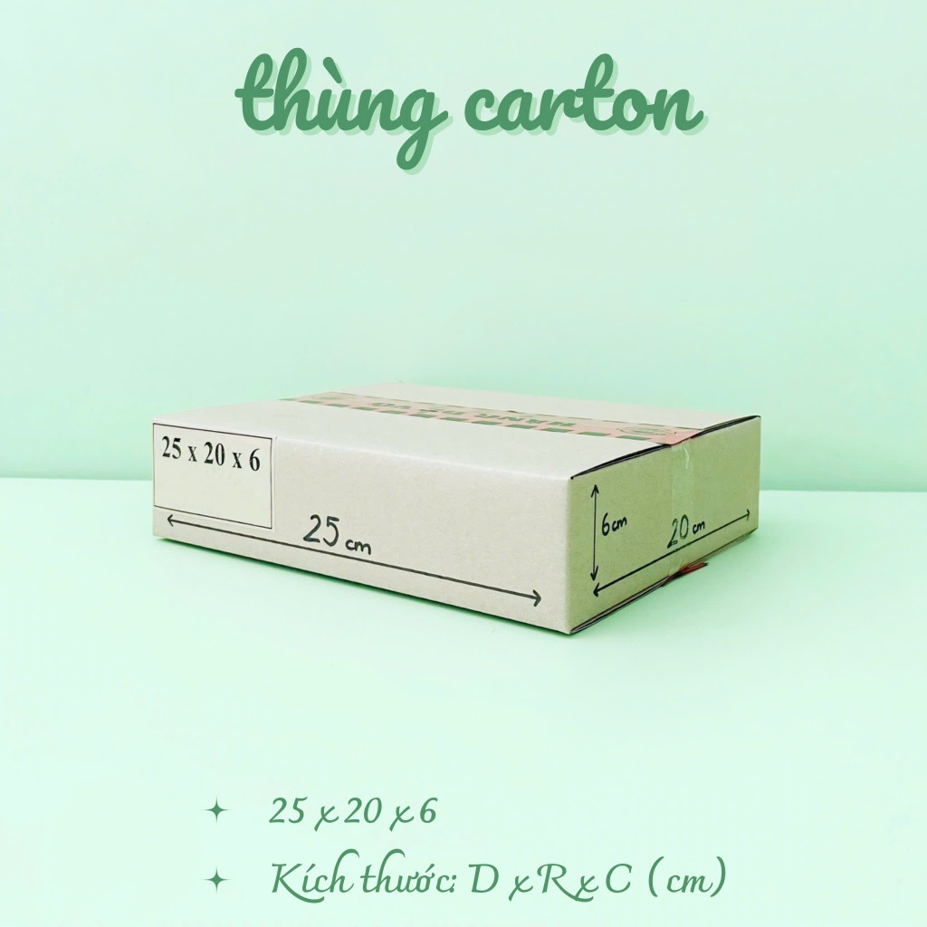 COMBO 50 HỘP CARTON 25x20x6 cm