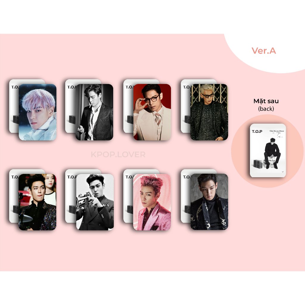 Set 8 Photocard Bo Góc TOP (Choi Seung Hyun) BIGBANG - Card Fanmade Kpop Idol