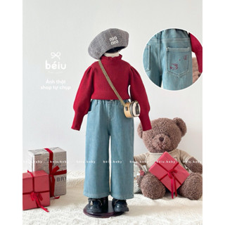   Hàng có sẵn - Ảnh thật  Quần bò lót lông túi kitty 