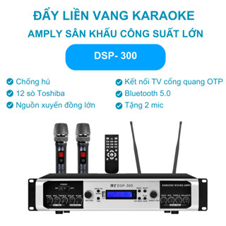 Amply Bluetooth Gunssi liền vang DSP-300.Đẩy liền vang kèm 2 mic công suất lớn, Bluetooth 5.0
