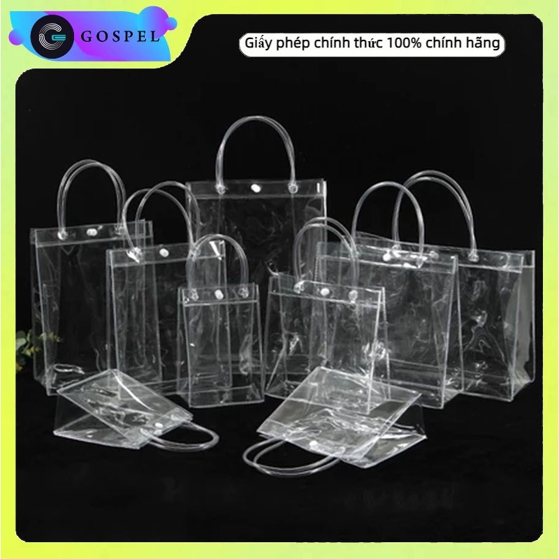 🚀 Túi mua sắm PVC trong suốt không thấm nước, cao cấp thuận tiện với tay cầm Công suất lớn rất bền