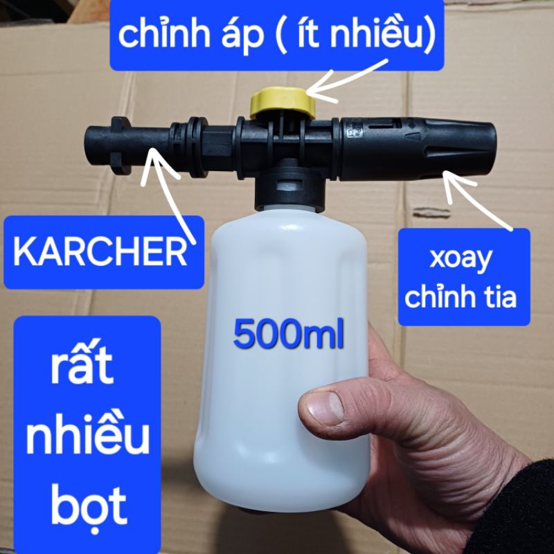 bình bọt tuyết cho máy rửa xe karcher,  bình bọt karcher 500ml ( phù hợp với súng rửa xe chính hãng)