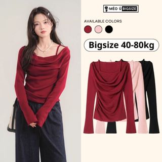 Áo thun nữ Bigsize dài tay chất liệu thun giấy nhún eo viền bèo hai dây kèm yếm siêu xinh 392
