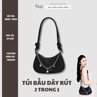 Túi xách nữ T2138 đeo chéo/ Đeo Vai thiết kế sang chảnh dáng bầu mang đi chơi dạo phố đi tiệc dây rút 2 trong 1 Faya