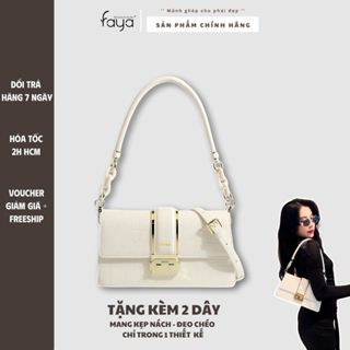 Túi xách nữ T2031 đeo vai/ kẹp nách đeo chéo 2 dây đeo da vân sang chảnh mang đi tiệc đi chơi tặng mẹ Faya