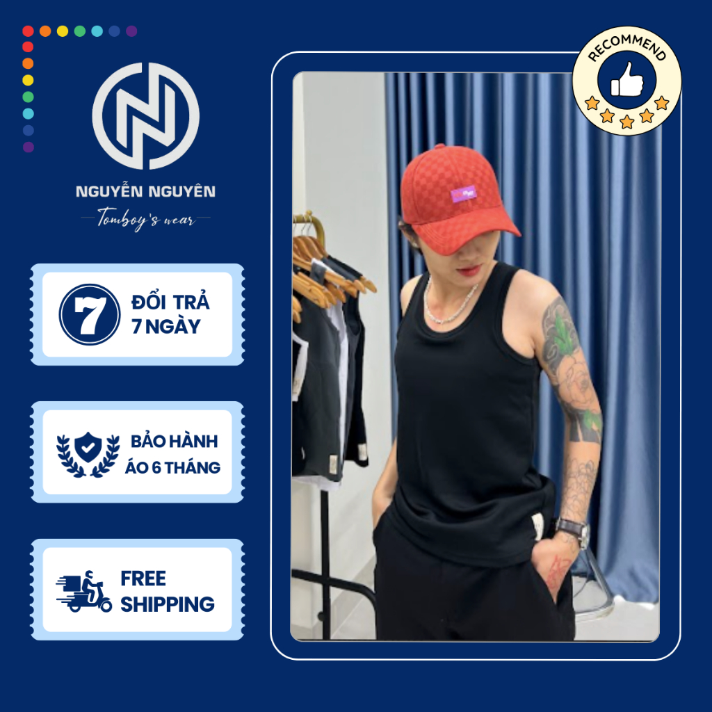 Áo Nịt Ngực Ba Lỗ Tomboy Dáng Dài Thun Trơn Trắng Đen Nam Thể Thao Gym Bigsize Form Suông Nguyễn Ngu