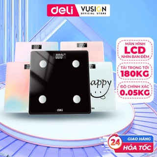 [TẶNG PIN] Cân Điện Tử Sức Khỏe Mặt Kính Cường Lực Deli Tải 180 KG - Màn Hình LED Cảm Biến Chính Xác
