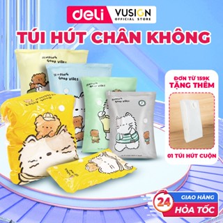 [HỎA TỐC] Túi hút chân không đựng quần áo chăn mền Deli DÀY GẤP ĐÔI CÓ VAN CHỐNG RÒ HƠI chống ẩm mốc