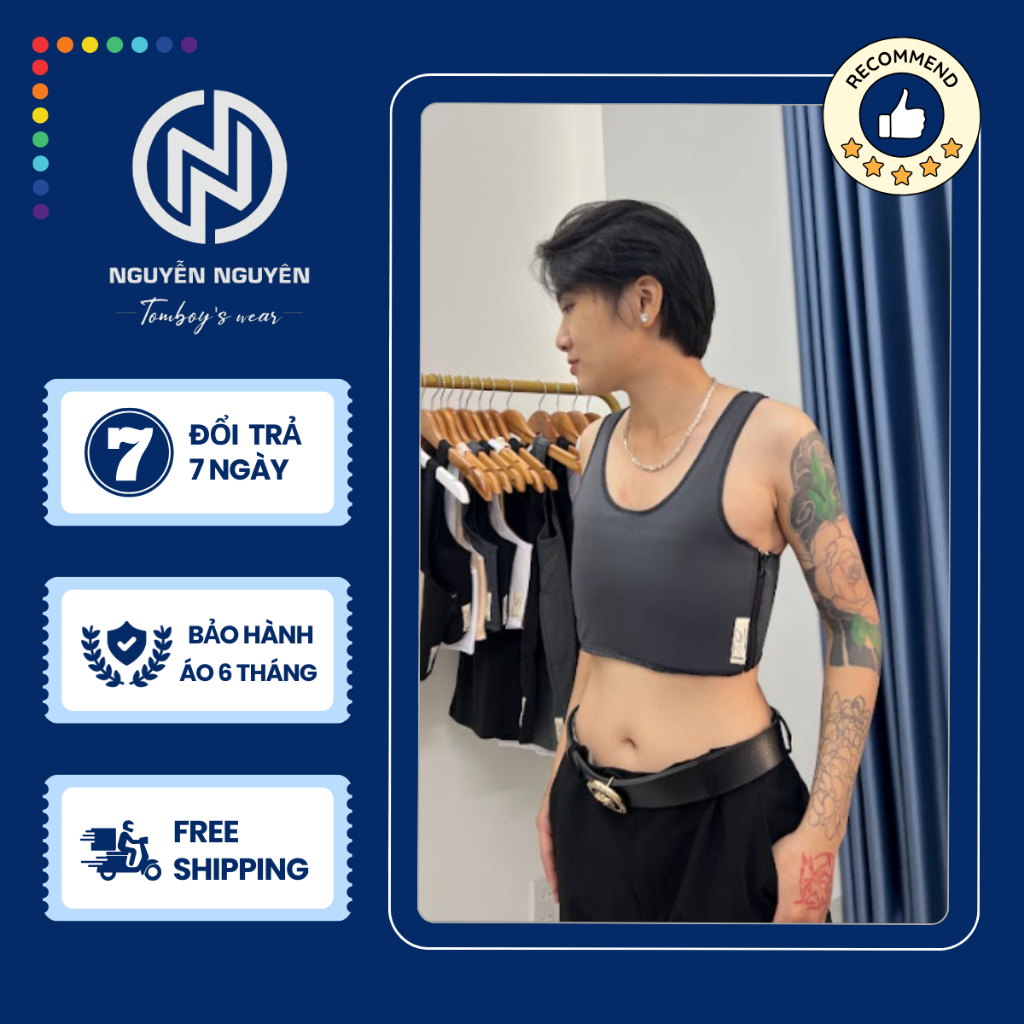 Áo Bó Ép Nịt Ngực Tomboy Không Viền Không Gen Khóa Cài Hông Thể Thao Gym Thun Trơn Bigsize Nguyễn Ng