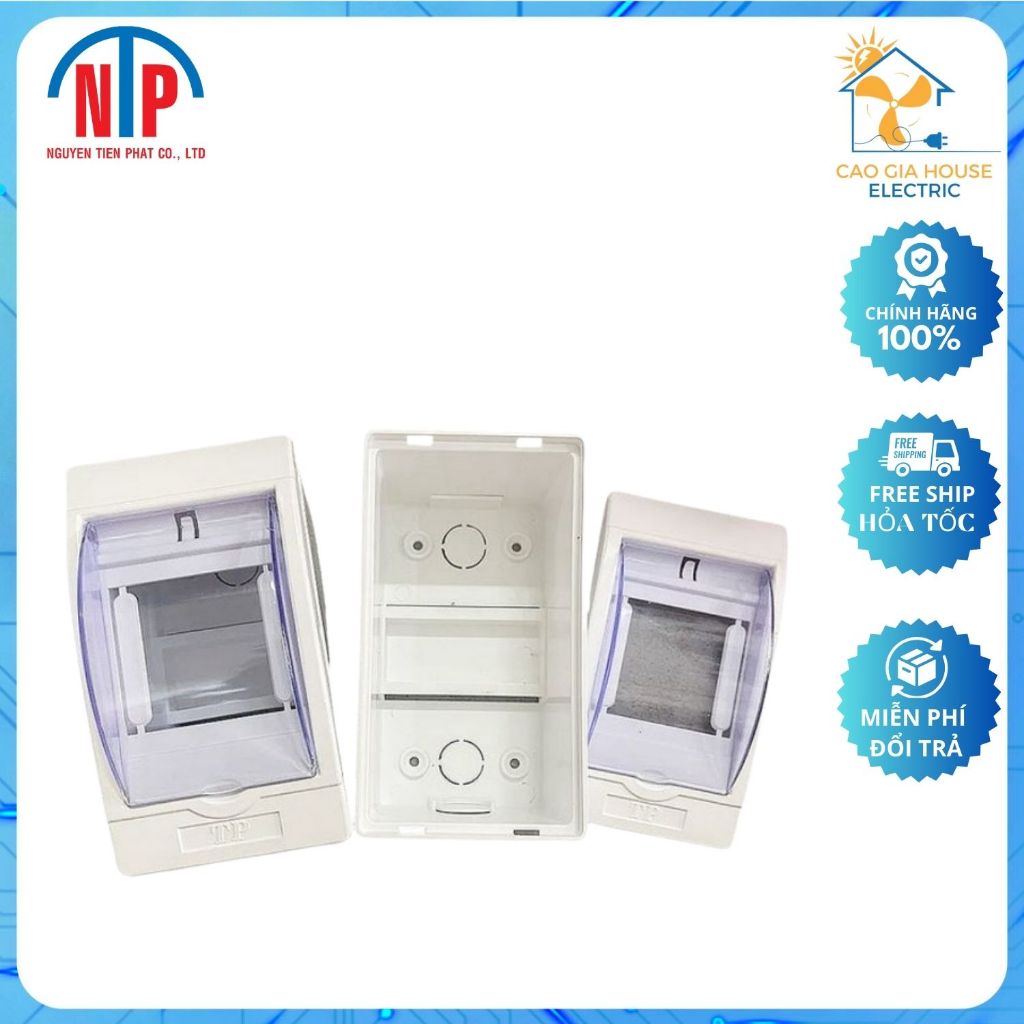 Hộp gắn MCB 2 Pha-3 Pha Gắn Nổi,Gắn Âm Có Nắp Đậy - Tiến Phát