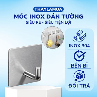 Combo 5 móc dán tường Inox Thaylamua cao cấp siêu dính, không khoan, siêu chống nước, bền bỉ