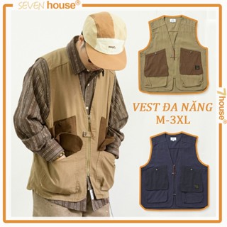 Áo gile nam nữ kaki form rộng Áo Khoác Unisex Form Dáng Rộng Không Tay Phong Cách Y2K Streetwear