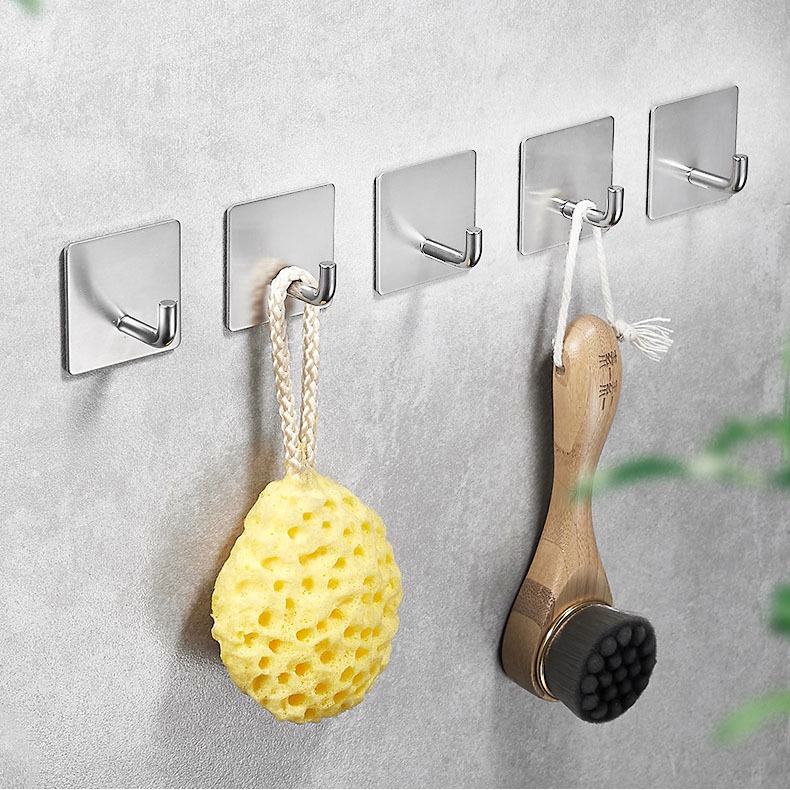 Combo 5 móc dán tường Inox Thaylamua cao cấp siêu dính, không khoan, siêu chống nước, bền bỉ | BigBuy360 - bigbuy360.vn