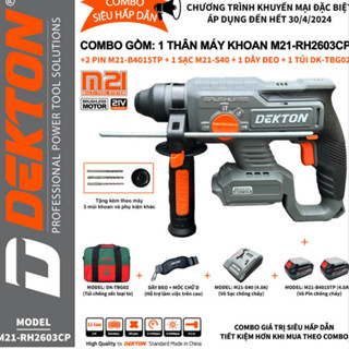 [Combo tiết kiệm] Bộ máy khoan bê tông 3 CN Dekton M21-RH2603CP Brushless  Chính Hãng Dekton Giá TỐT