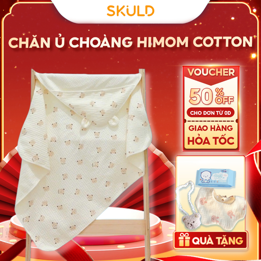 Chăn ủ choàng cho bé Himom, Chăn quấn đắp SKULD chất liệu cotton xốp nhẹ, an toàn, mềm mại,họa tiết xinh xắn cho bé UC08