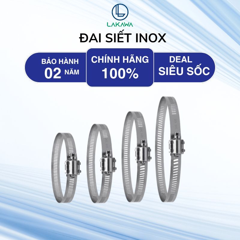 Đai Siết Ống Inox Cổ Dê Quai Nhê HF100 đến HF300 Chịu Tải Nặng Có Tay Vặn Vòng Đai Xiết Inox 304