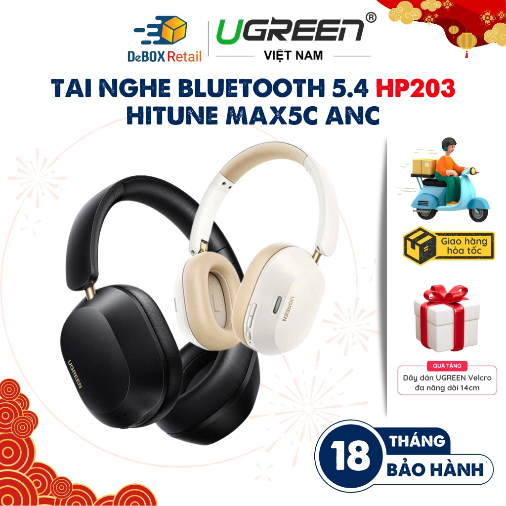 Tai nghe Bluetooth không dây UGREEN HP203 Hitune Max5C, Chống ồn chủ động ANC, Hổ trợ Hi-Res LDAC - 
