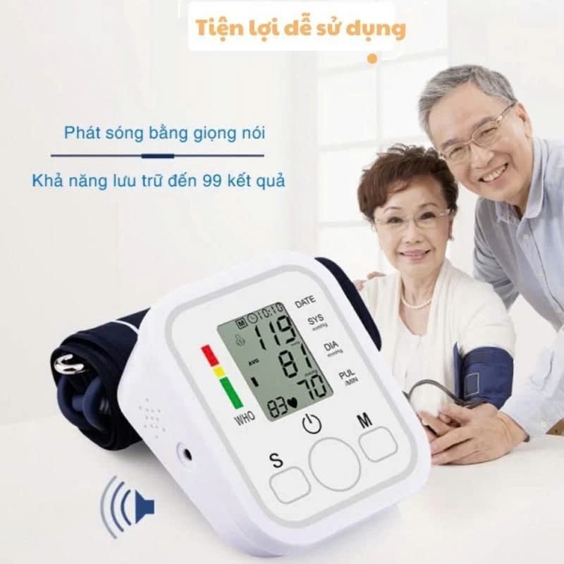 Máy Đo Huyết Áp, Đo Nhịp Tim Điện Tử Bắp Tay Có Giọng Nói Tiếng Việt
