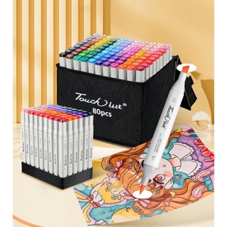 Bút Marker TouchLiit 6 Phiên Bản Mới Mix Đầu Cọ Brush 30/40/60/80 Màu Có Đế