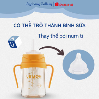 Bình Đa Năng UBMOM PPSU 200ML Cao Cấp, Chịu Nhiệt Độ Cao, Thiết Kế Đĩa Ngăn Chống Sặc Cho Bé, Giữ Nhiệt, Ống Hút Silicon