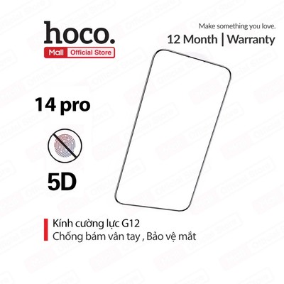 [Mã ELBAU5 giảm 5% đơn 300K] Kính cường lực 5D Hoco G12 chống bụi và chống trầy xước bảo vệ mắt cho 14 Pro
