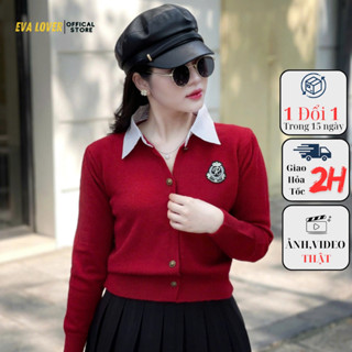  Áo Len Nữ Cổ Sơ Mi Phối Kẻ Kèm Tag Chữ Chất Len Ép Cao Cấp Mã 2602 Evalover 