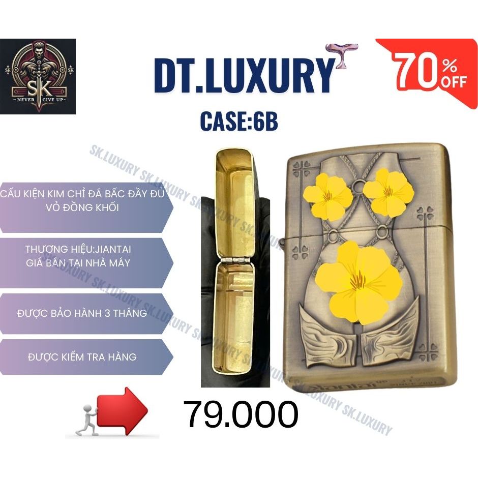 Case Zippo Giá Rẻ(T-06B) Chất liệu Đồng Thau (Không Bao Gồm Nhiên Liệu)