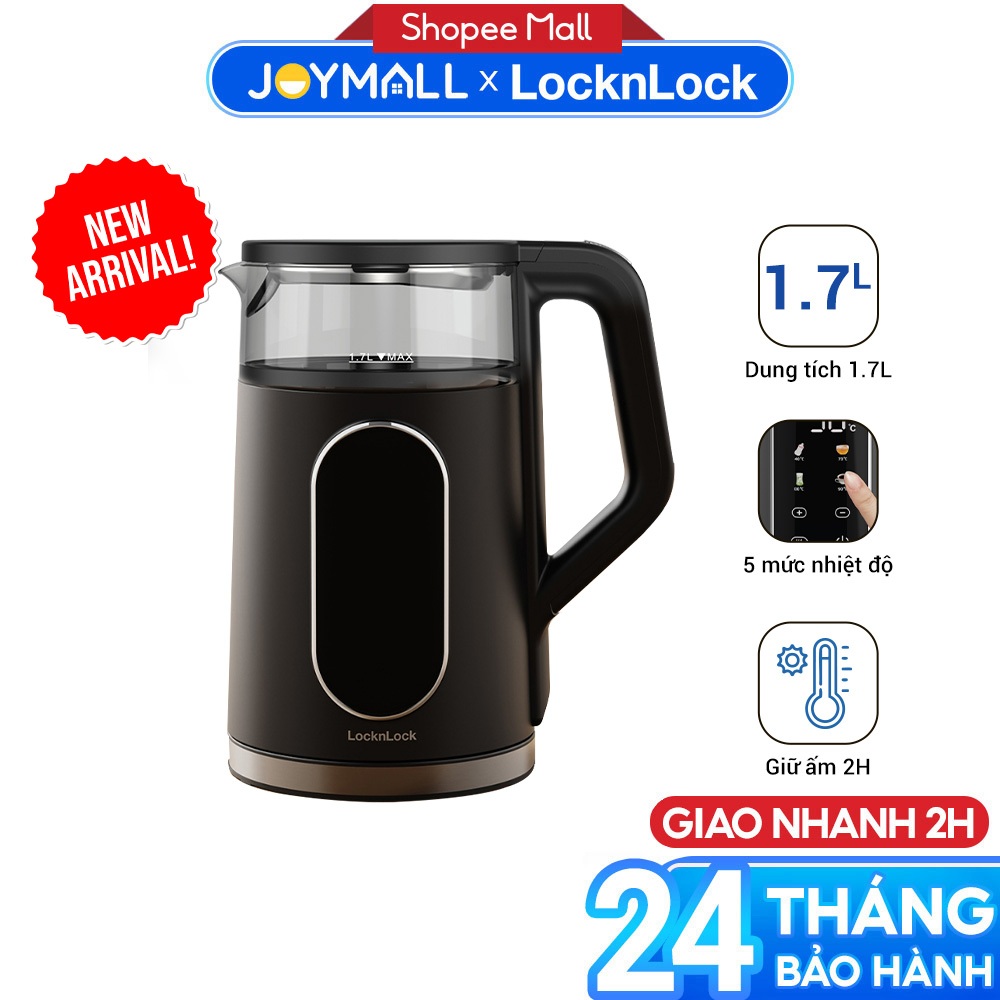 Ấm Đun Siêu Tốc LocknLock EJK286BLK 1.7L, Hàng Chính Hãng, 5 Chế Độ Nhiệt, Giữ Ấm 2 Giờ - JoyMall