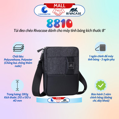 [HỎA TỐC] Túi đeo chéo Rivacase 8810 dành cho máy tính bảng 8" - Hàng chính hãng